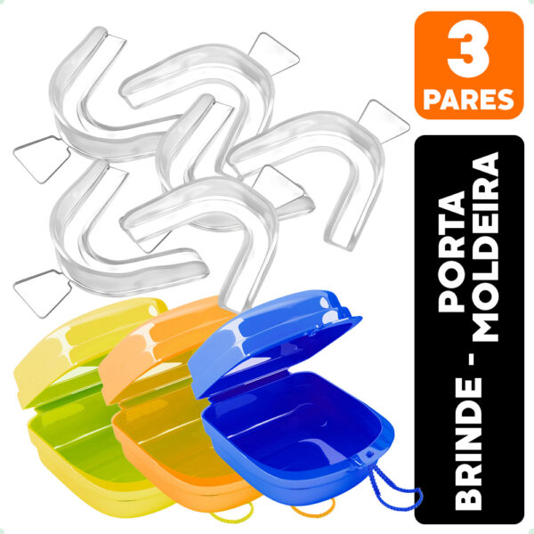 Moldeira Para Clareamento Dental Silicone 3 Pares + Estojos