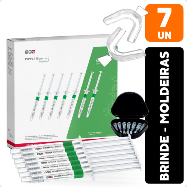 Kit Clareador Dental Power Bleaching Hortelã 22% 7 Un BM4 + Moldeira