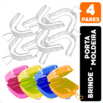 Moldeira Para Clareamento Dental Silicone 4 Pares + Estojos