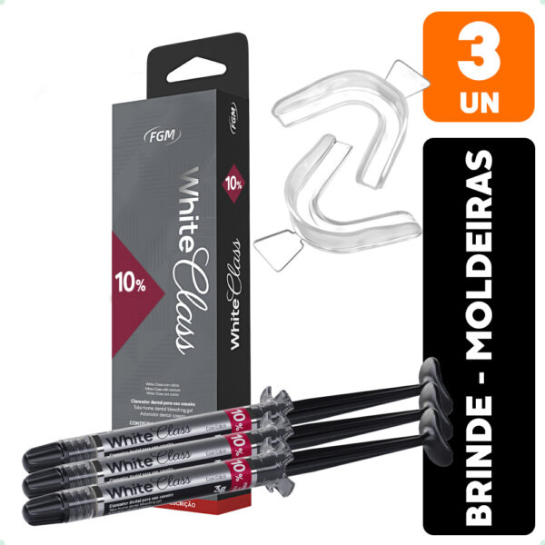 3 Clareador Dental White Class 10% Fgm + Moldeira