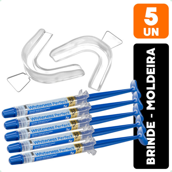 5 Clareador Dental Whiteness Perfect 22% Fgm + Moldeira