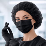 Kit 350 Máscaras Descartáveis + Luvas Nitrilo + Toucas Preto - Imagem 5